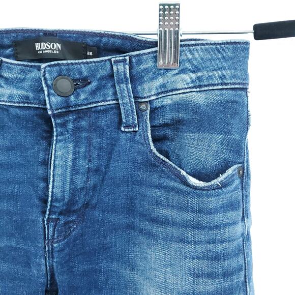 Hudson Krista Crop Super Skinny Distressed Jean Raw Hemline Stonewash Whisker 26 - Picture 4 of 12